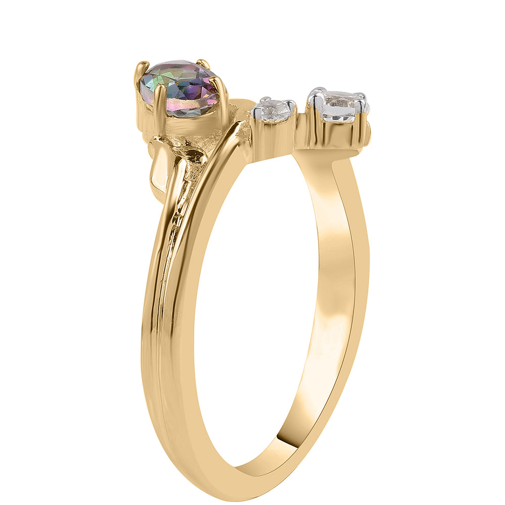 Pozlacený 925 / 1000 Sterlingové Stříbro Prsten s Mystickým Topazem a Bílým Topazem