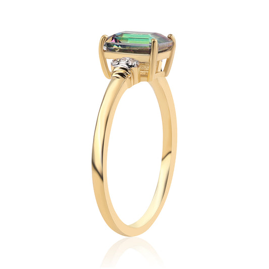 Pozlacený 925 / 1000 Sterlingové Stříbro Prsten s Mystickým Topazem a Bílým Topazem