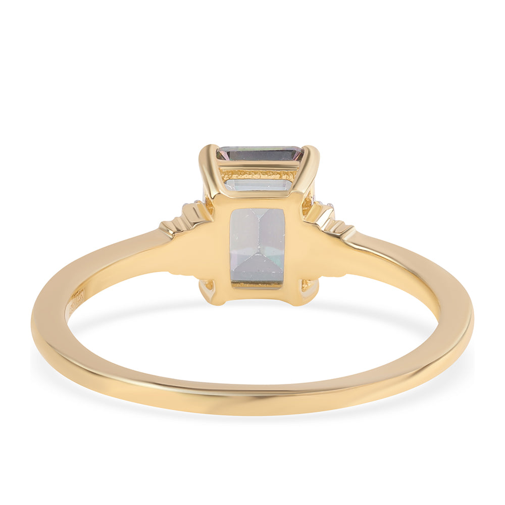 Pozlacený 925 / 1000 Sterlingové Stříbro Prsten s Mystickým Topazem a Bílým Topazem