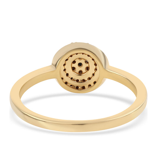 Pozlacený 925 / 1000 Sterlingové Stříbro Prsten s Černým Diamantem