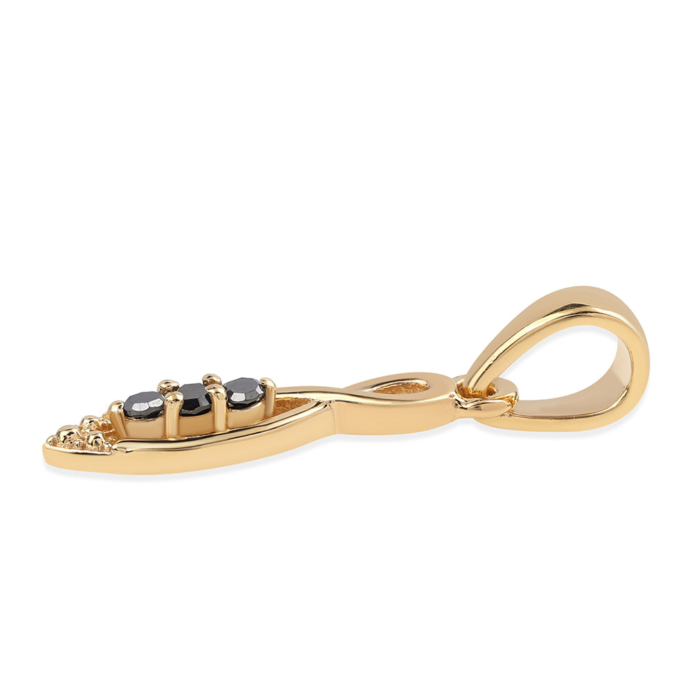 Pozlacené Stříbro 925/1000 - Přívěsek s Černým Diamantem - Karátové číslo: 0.05. přibližná hmotnost: 0.65 gramů