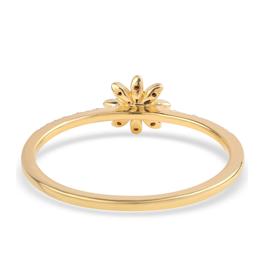 Pozlacené Sterlingové Stříbro 925 / 1000 - Prsten s Černým Diamantem a Bílým Diamantem