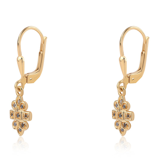 Pozlacené 925 / 1000 Sterlingové Stříbro Náušnice s Černým Diamantem