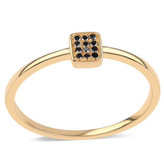 Pozlacený Stříbrný Prsten s Černým Diamantem