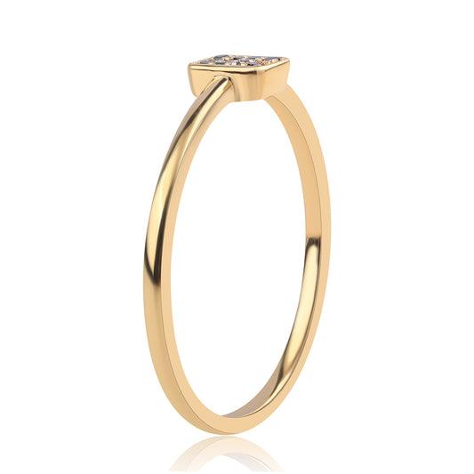 Pozlacený Stříbrný Prsten s Černým Diamantem