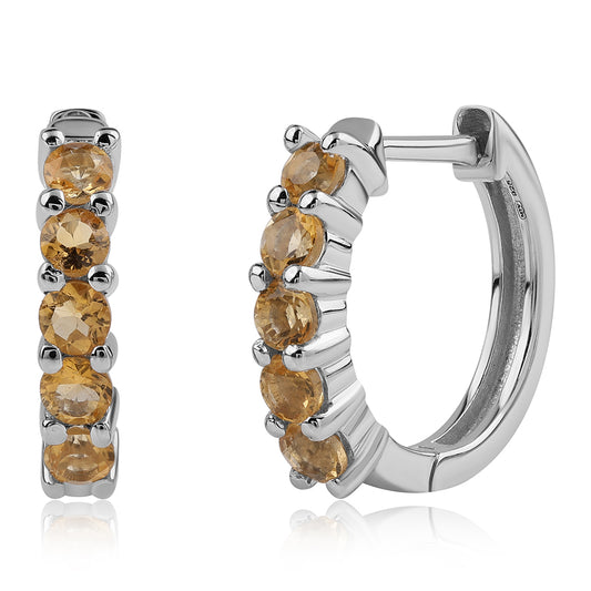 925 / 1000 Sterlingové Stříbro Náušnice s Brazilským Citrínem tř.AA