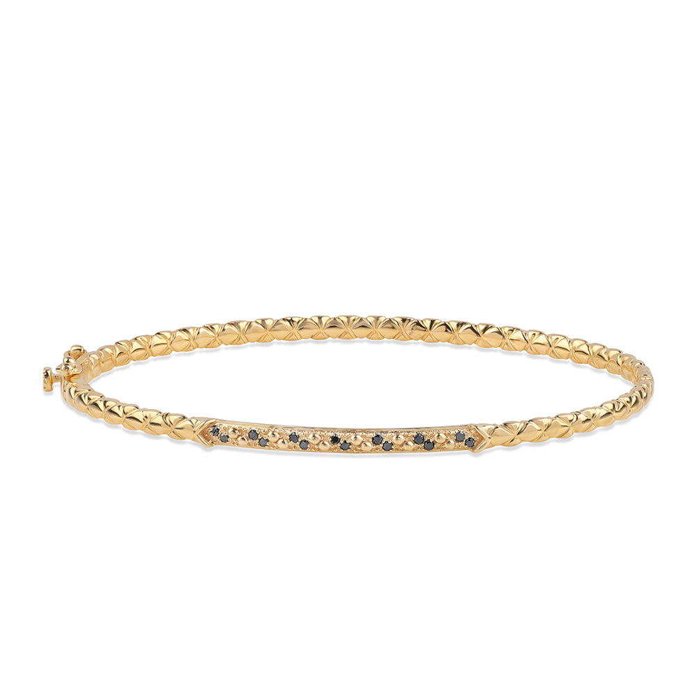 Pozlacené Stříbro 925/1000 - Náramek s Černým Diamantem - Karátové číslo: 0.14. přibližná hmotnost: 8.56 gramů