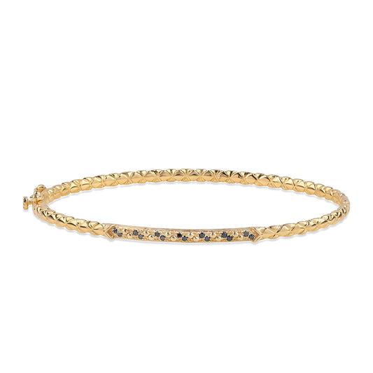 Pozlacené Stříbro 925/1000 - Náramek s Černým Diamantem - Karátové číslo: 0.14. přibližná hmotnost: 8.56 gramů