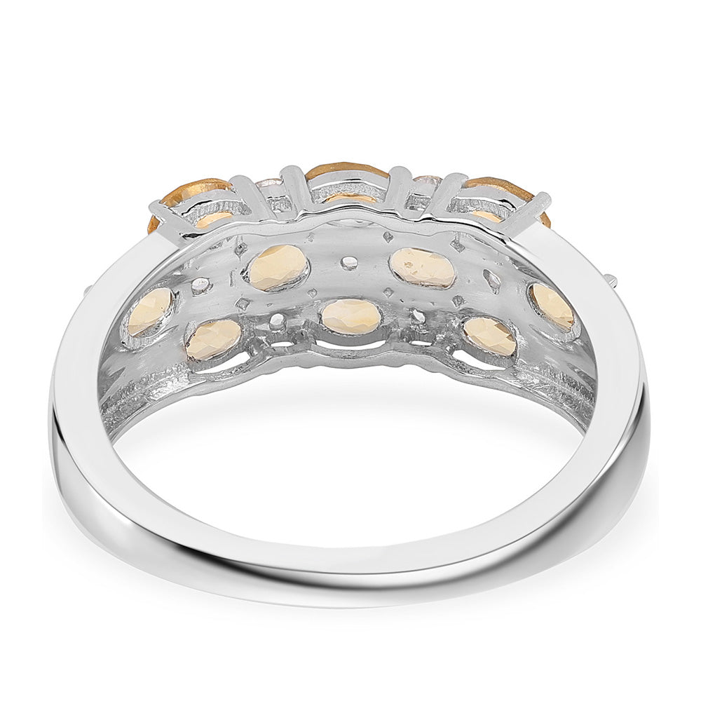 925 / 1000 Sterlingové Stříbro Prsten s Brazilským Citrínem tř.AA a Bílým Topazem