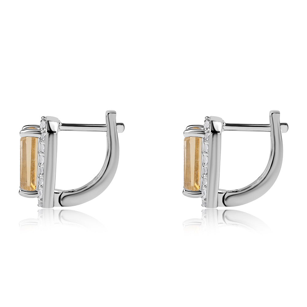 925 / 1000 Sterlingové Stříbro Náušnice s Brazilským Citrínem tř.AA a Bílým Topazem 3 