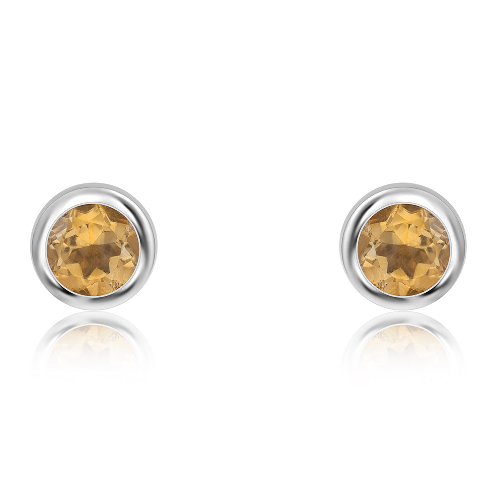Stříbro 925/1000 - Náušnice s Brazilským Citrínem tř.AA - Karátové číslo: 0.94. přibližná hmotnost: 2.01 gramů