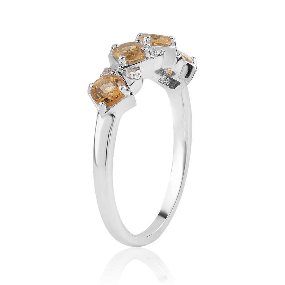Stříbro 925/1000 - Prsten s Brazilským Citrínem tř.AA a Bílým Topazem - Karátové číslo: 1.11. přibližná hmotnost: 2.63 gramů 2 