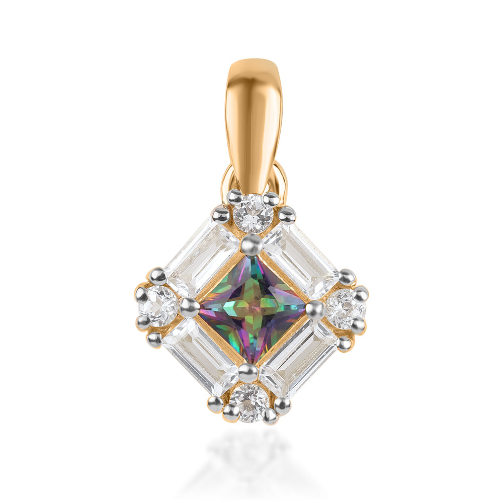 Pozlacený 925 / 1000 Sterlingové Stříbro Přívěsek s Mystickým Topazem a Bílým Topazem 1 