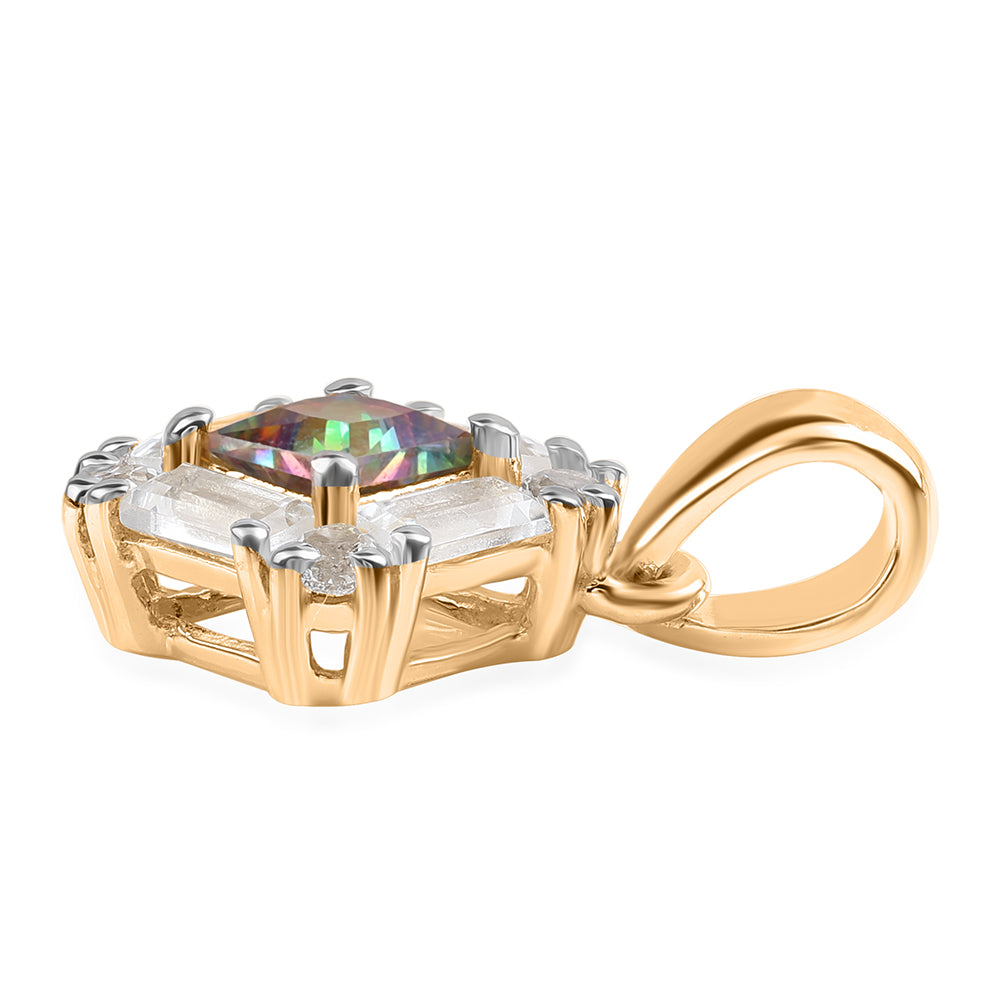 Pozlacený 925 / 1000 Sterlingové Stříbro Přívěsek s Mystickým Topazem a Bílým Topazem 2 