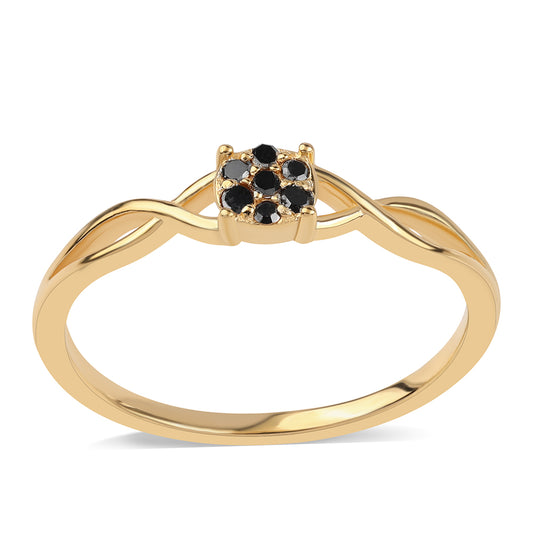 Pozlacený Stříbrný Prsten s Černým Diamantem