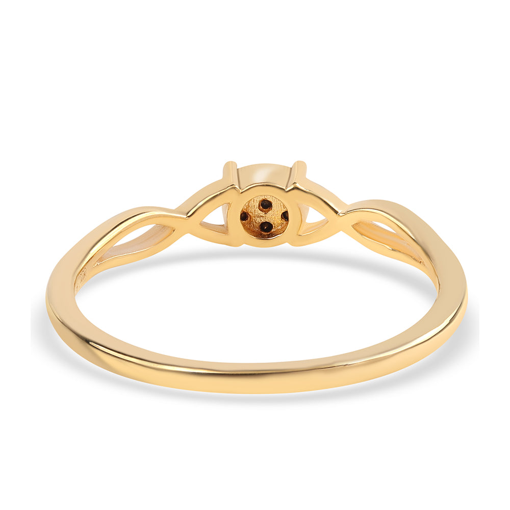 Pozlacené Sterlingové Stříbro 925 / 1000 - Prsten s Černým Diamantem