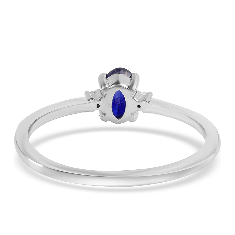 925 / 1000 Sterlingové Stříbro Prsten s Australským Modrým Safírem a Bílým Topazem 2 