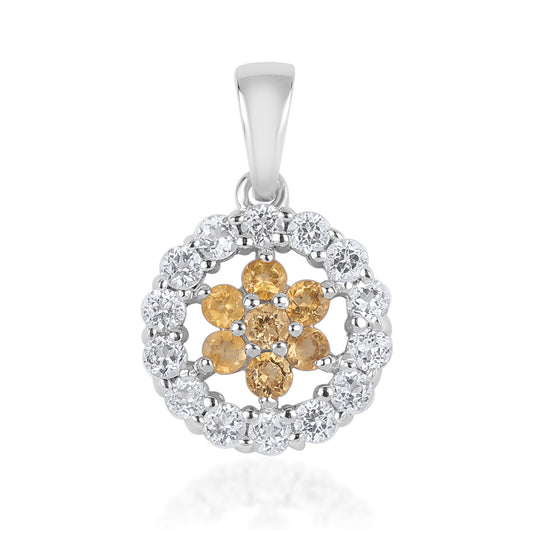 Stříbrný Přívěsek s Brazilským Citrínem tř.AA a Bílým Topazem