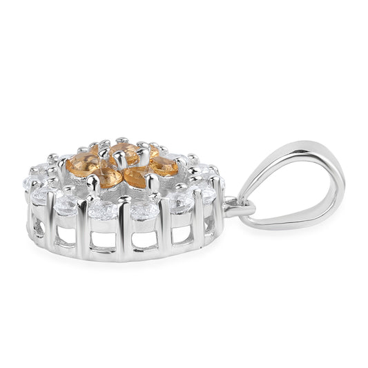 Stříbrný Přívěsek s Brazilským Citrínem tř.AA a Bílým Topazem