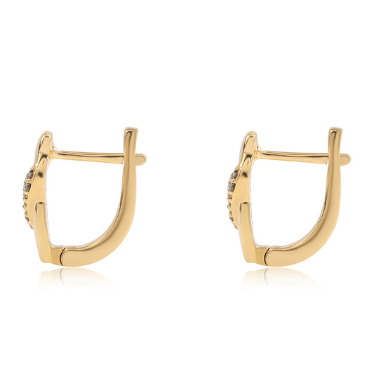 Pozlacené 925 / 1000 Sterlingové Stříbro Náušnice s Černým Diamantem