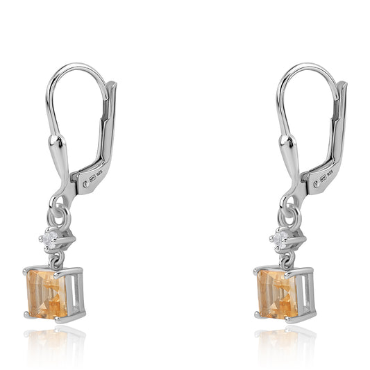 Stříbrné Náušnice s Brazilským Citrínem tř.AA a Bílým Topazem