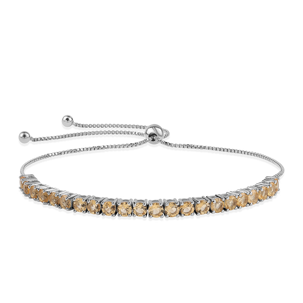 925 / 1000 Sterlingové Stříbro Náramek s Brazilským Citrínem tř.AA 1 