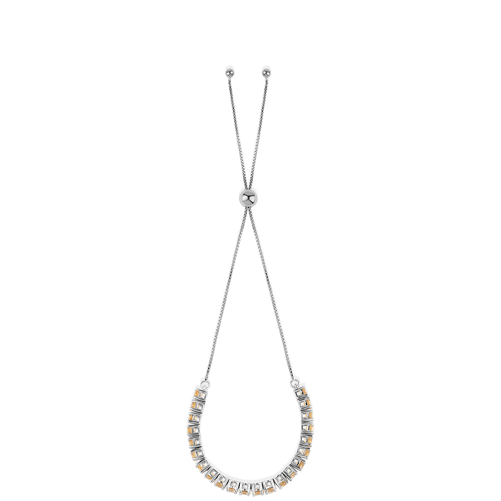 925 / 1000 Sterlingové Stříbro Náramek s Brazilským Citrínem tř.AA 3 