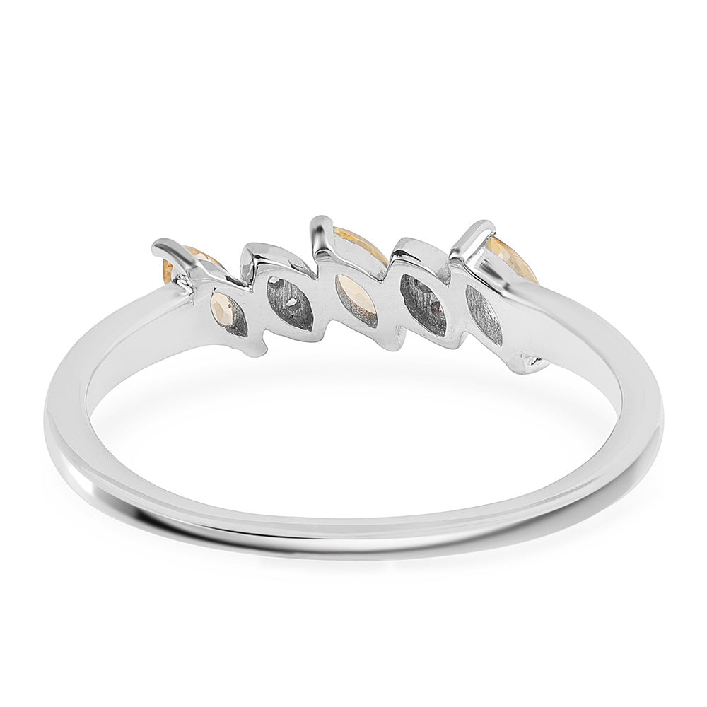 Stříbro 925/1000 - Prsten s Brazilským Citrínem tř.AA a Bílým Topazem - Karátové číslo: 0.49. přibližná hmotnost: 2.17 gramů 3 