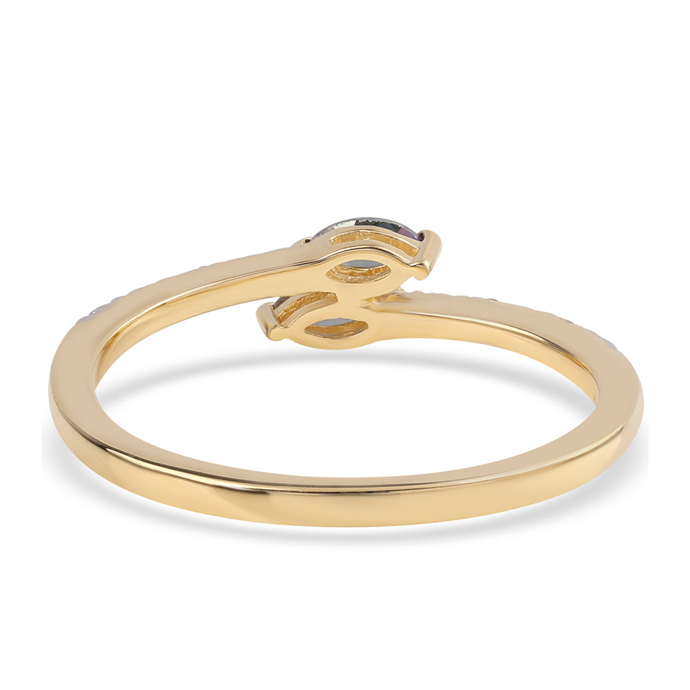 Pozlacené Stříbro 925/1000 - Prsten s Mystickým Topazem a Bílým Topazem - Karátové číslo: 0.36. přibližná hmotnost: 1.94 gramů