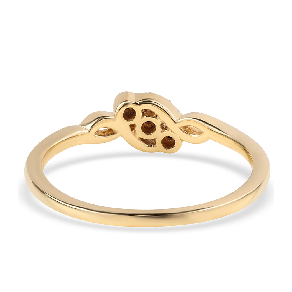 Pozlacený 925 / 1000 Sterlingové Stříbro Prsten s Černým Diamantem 2 