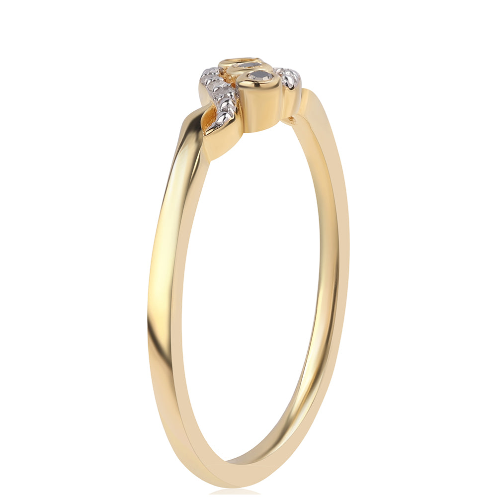 Pozlacený 925 / 1000 Sterlingové Stříbro Prsten s Černým Diamantem 3 