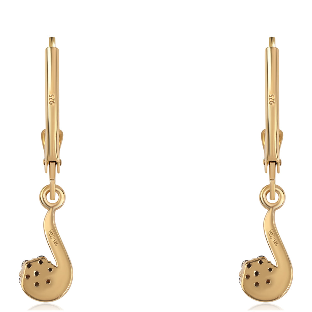 Pozlacené 925 / 1000 Sterlingové Stříbro Náušnice s Černým Diamantem 3 