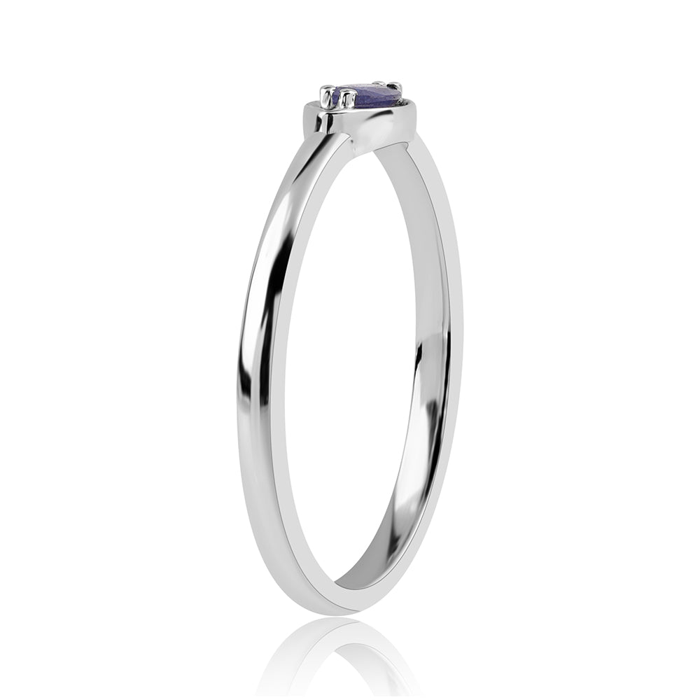 Stříbro 925/1000 - Prsten s Australským Modrým Safírem - Karátové číslo: 0.23. přibližná hmotnost: 1.94 gramů