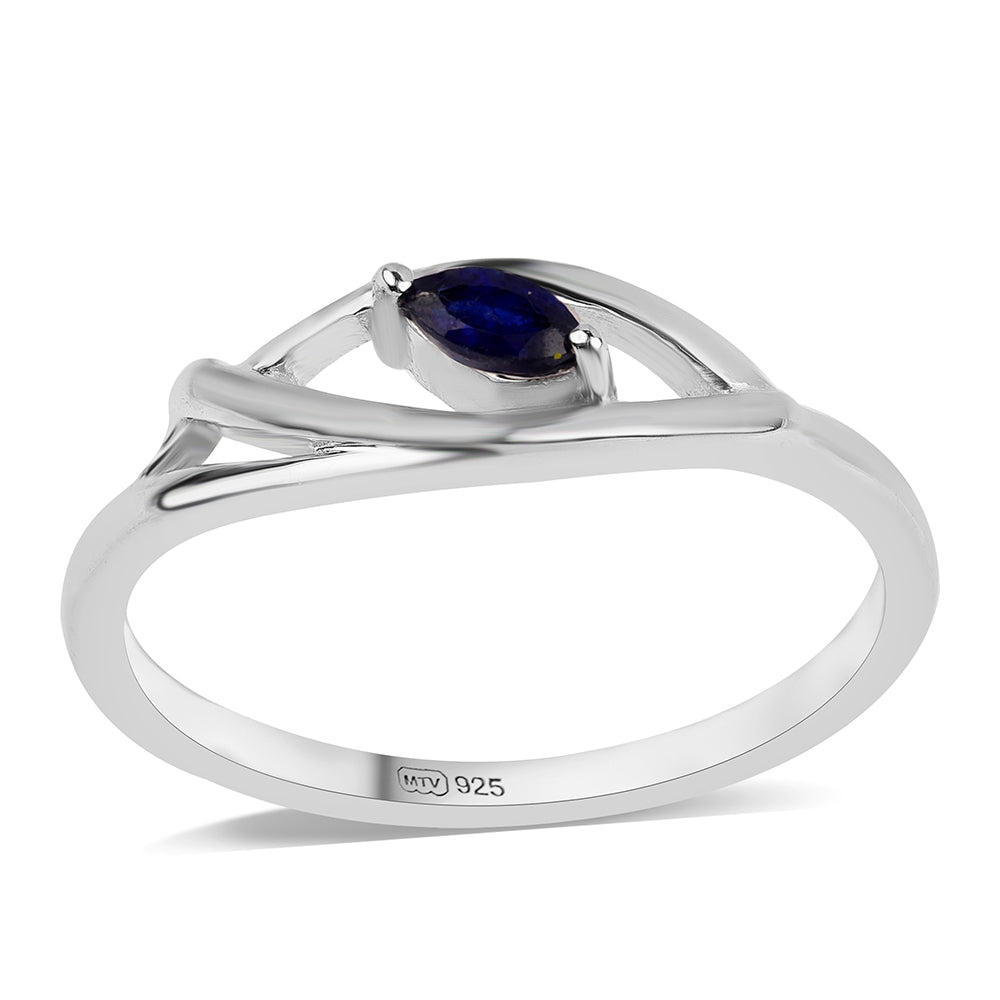 Stříbro 925/1000 - Prsten s Australským Modrým Safírem - Karátové číslo: 0.18. přibližná hmotnost: 2.13 gramů 1 