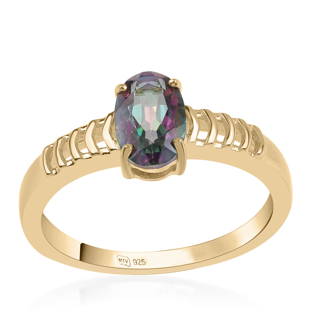 Pozlacený 925 / 1000 Sterlingové Stříbro Prsten s Mystickým Topazem 1 