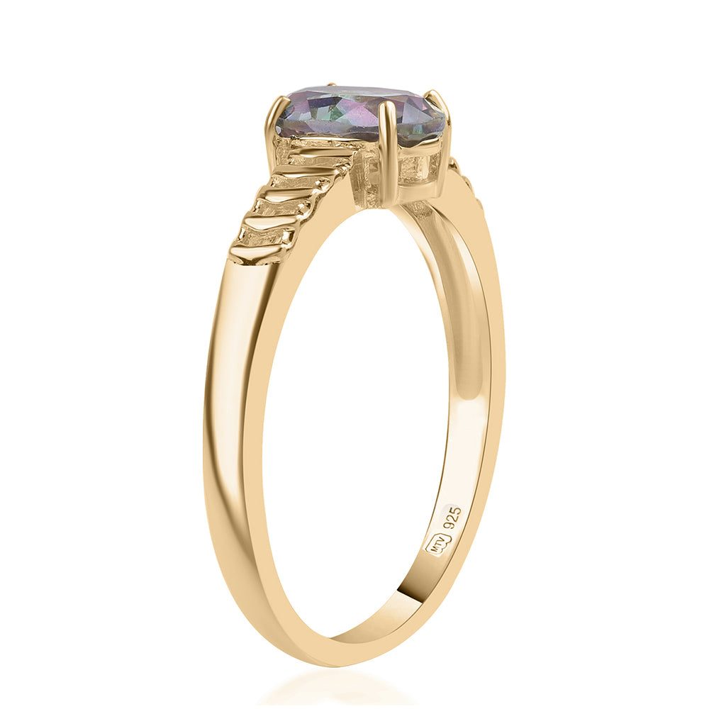 Pozlacený 925 / 1000 Sterlingové Stříbro Prsten s Mystickým Topazem