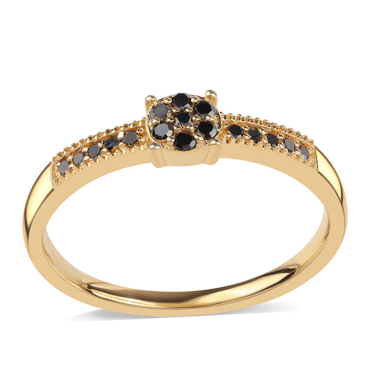 Pozlacený Stříbrný Prsten s Černým Diamantem