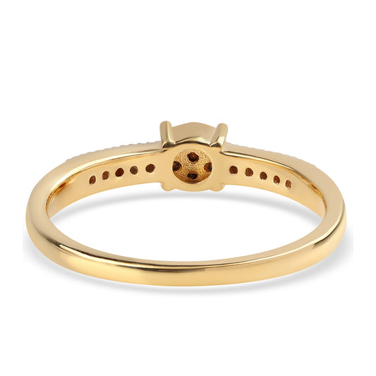 Pozlacený Stříbrný Prsten s Černým Diamantem