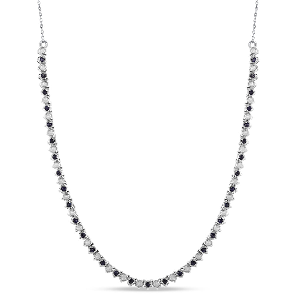 Stříbro 925/1000 - Náhrdelník s Australským Modrým Safírem a Bílým Topazem - Karátové číslo: 10.36. přibližná hmotnost: 9.33 gramů 2 