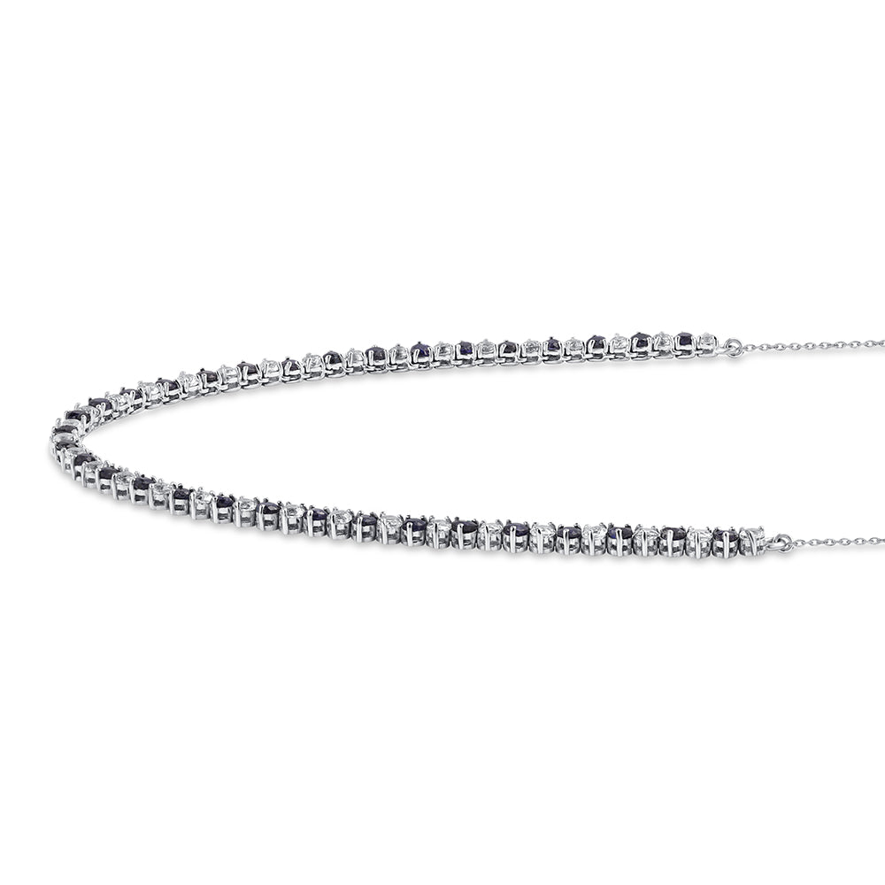 Stříbro 925/1000 - Náhrdelník s Australským Modrým Safírem a Bílým Topazem - Karátové číslo: 10.36. přibližná hmotnost: 9.33 gramů 3 