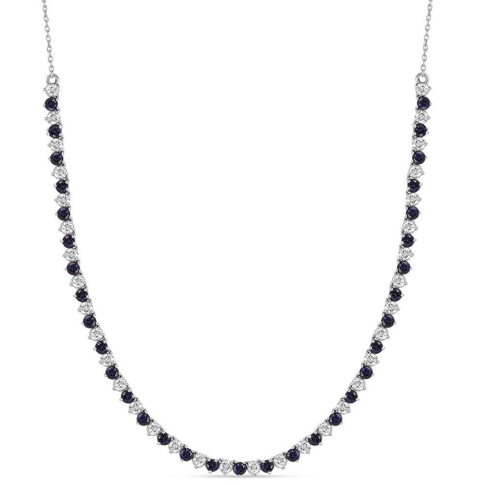 Stříbro 925/1000 - Náhrdelník s Australským Modrým Safírem a Bílým Topazem - Karátové číslo: 10.36. přibližná hmotnost: 9.33 gramů 1 