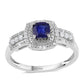 Stříbrný Prsten s Australským Modrým Safírem a Bílým Topazem