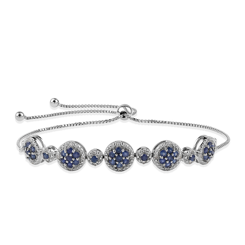 925 / 1000 Sterlingové Stříbro Náramek s Australským Modrým Safírem a Bílým Topazem 1 