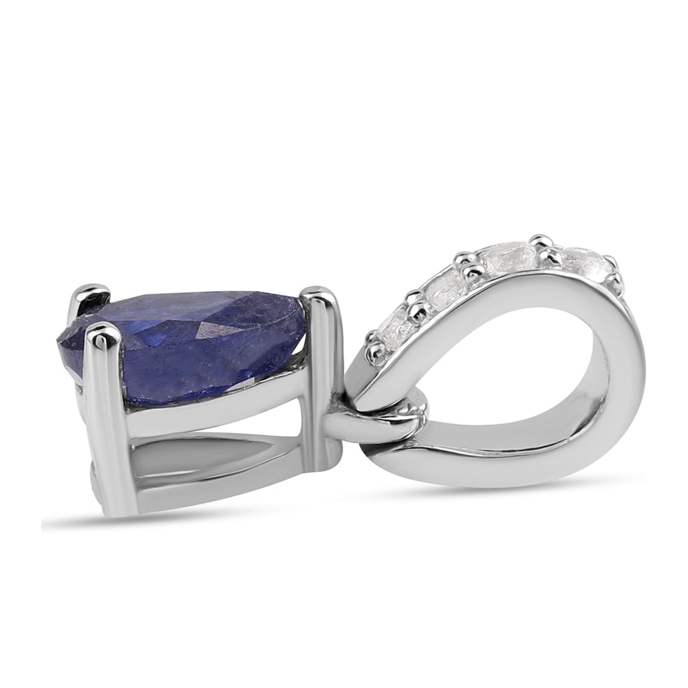 Stříbro 925/1000 - Přívěsek s Australským Modrým Safírem a Bílým Topazem - Karátové číslo: 0.73. přibližná hmotnost: 0.73 gramů 2 