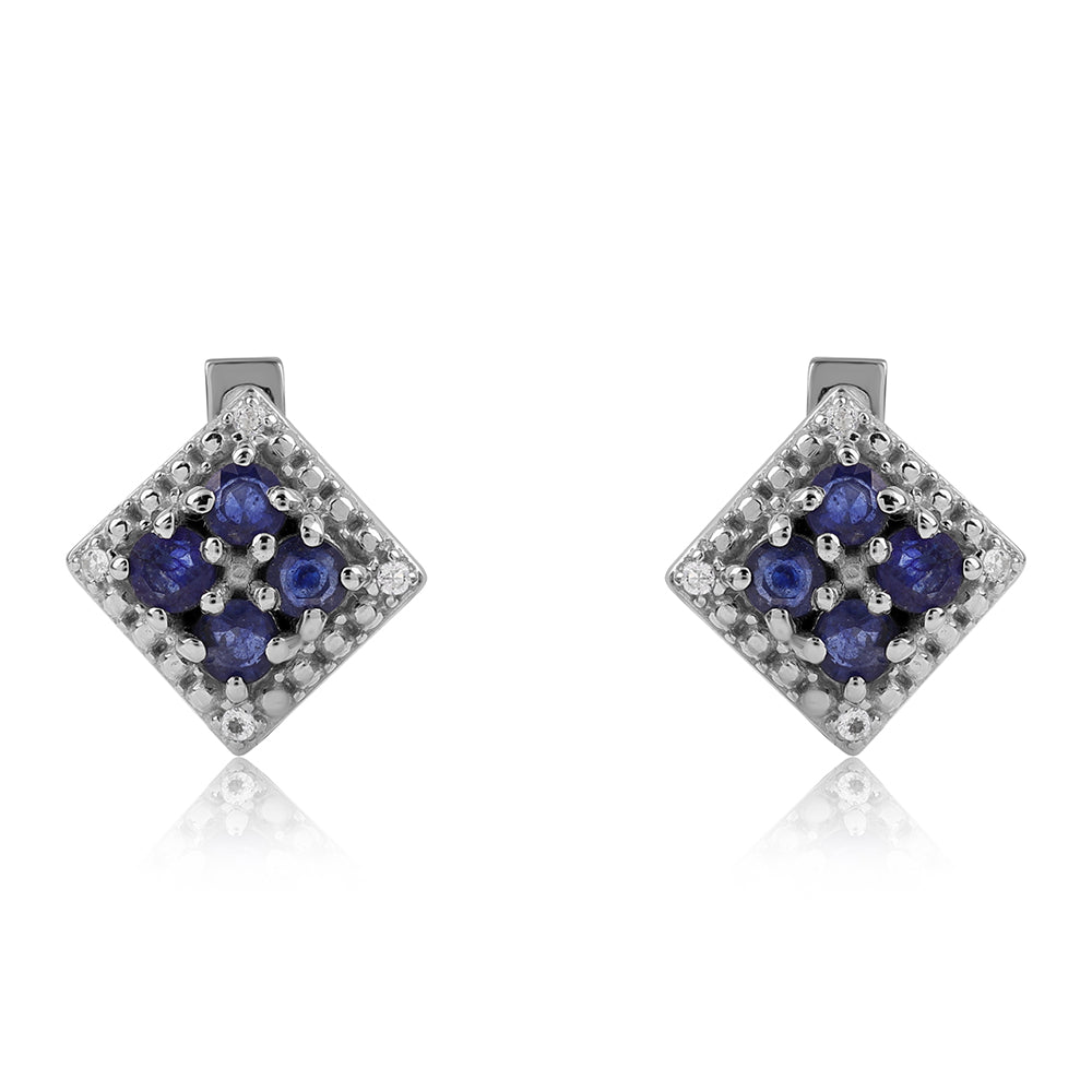 925 / 1000 Sterlingové Stříbro Náušnice s Australským Modrým Safírem a Bílým Topazem 2 