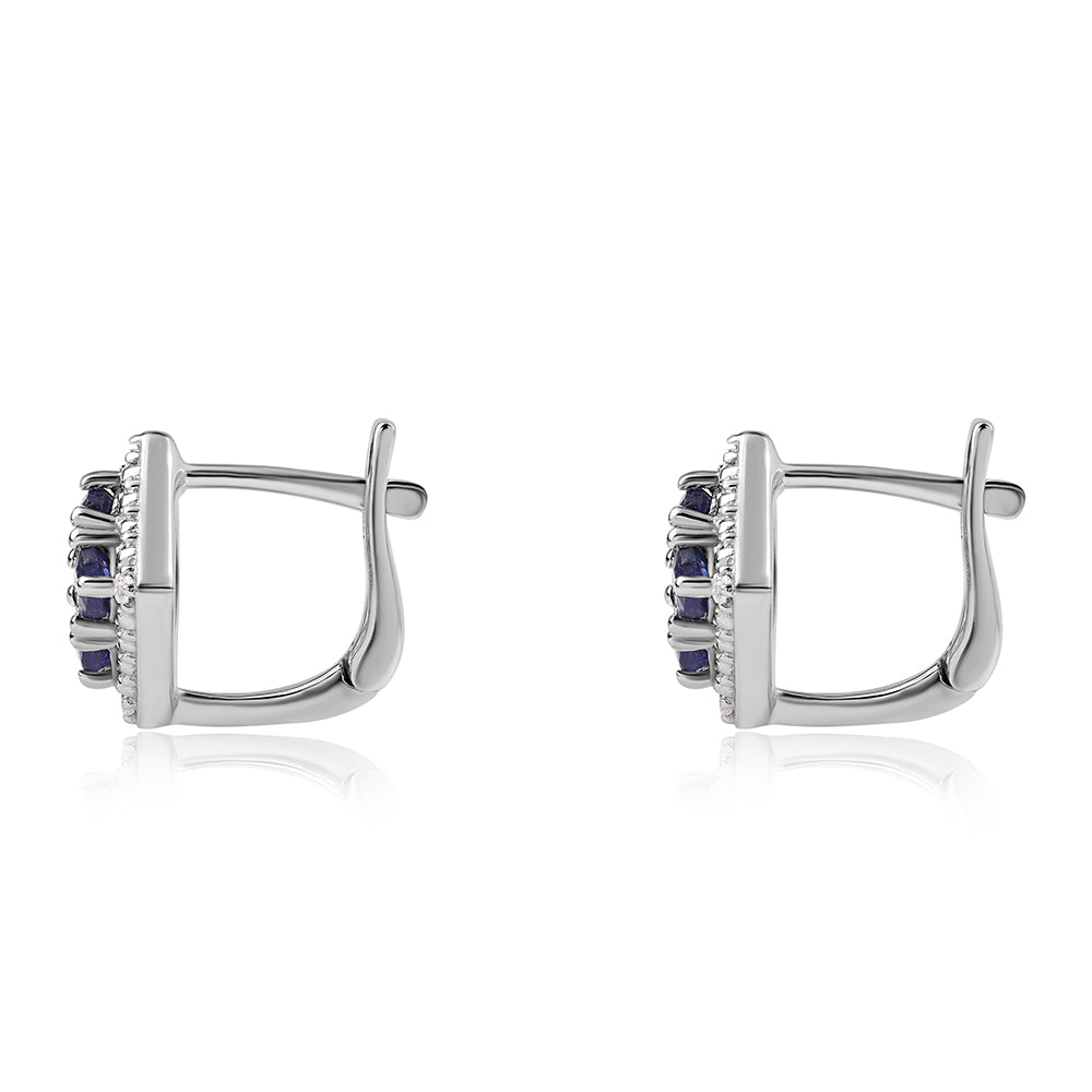 925 / 1000 Sterlingové Stříbro Náušnice s Australským Modrým Safírem a Bílým Topazem 3 