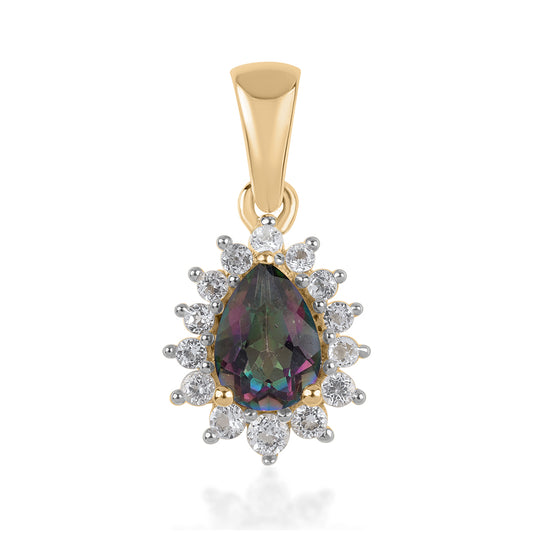 Pozlacený 925 / 1000 Sterlingové Stříbro Přívěsek s Mystickým Topazem a Bílým Topazem
