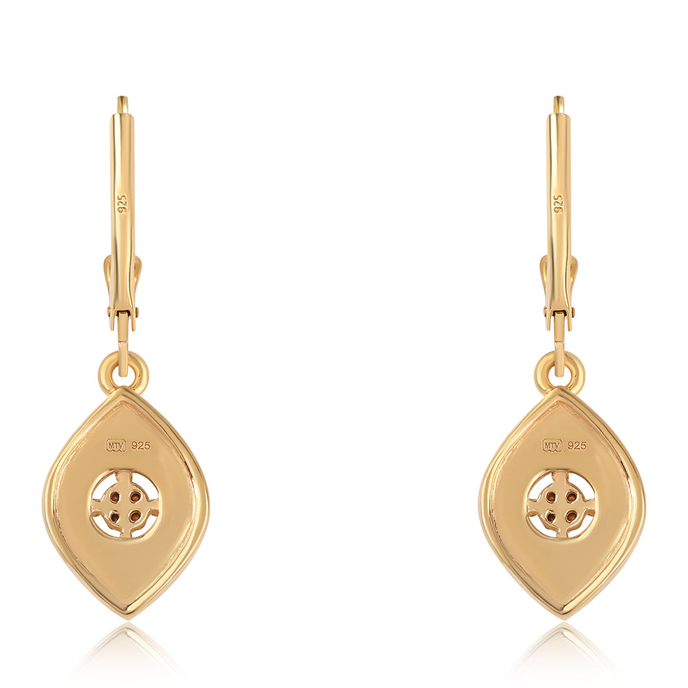 Pozlacené Sterlingové Stříbro 925 / 1000 - Náušnice s Černým Diamantem 3 