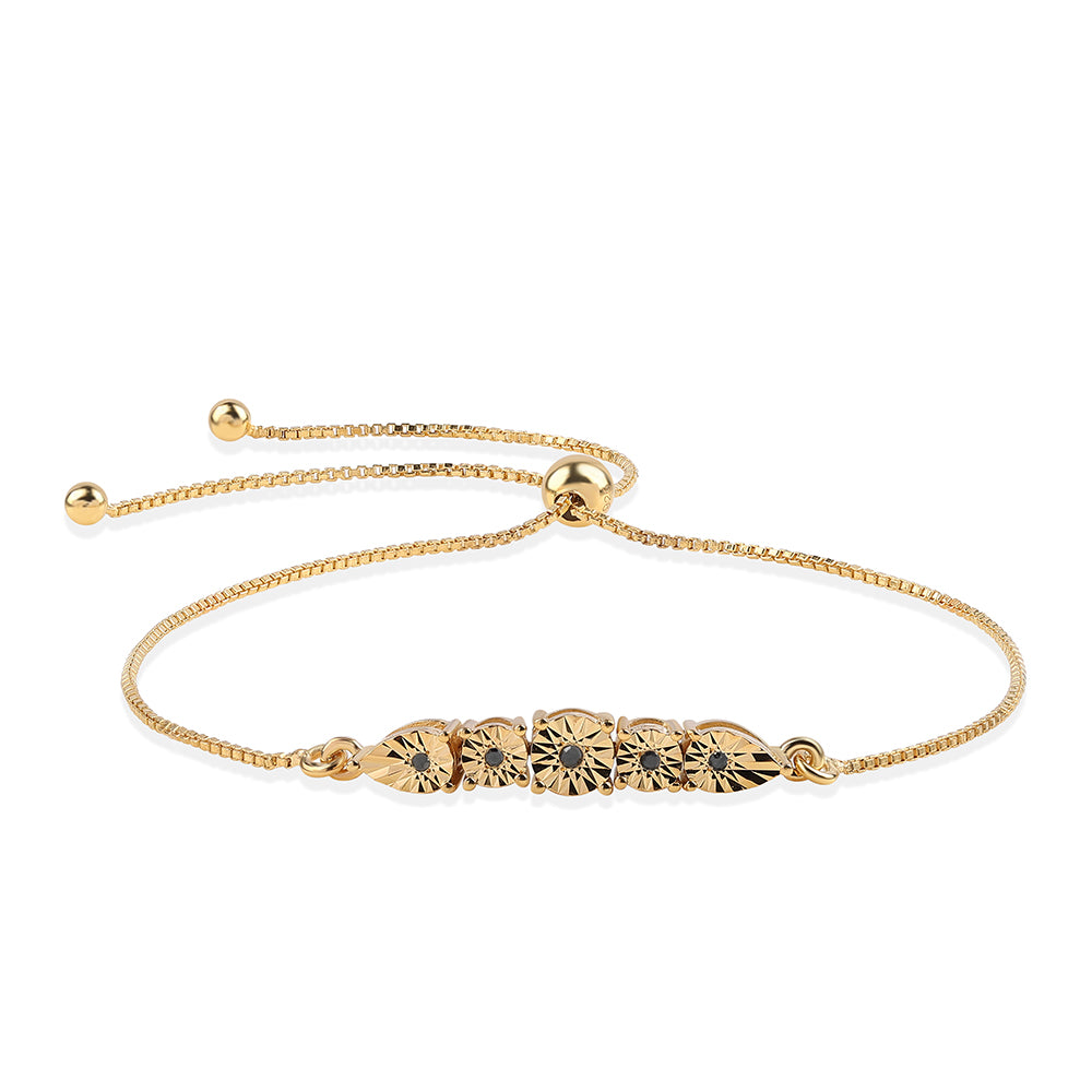 Pozlacené Stříbro 925/1000 - Náramek s Černým Diamantem - Karátové číslo: 0.05. přibližná hmotnost: 3.11 gramů 1 