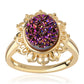 Pozlacený 925 / 1000 Sterlingové Stříbro Prsten s Fialovou Drusy